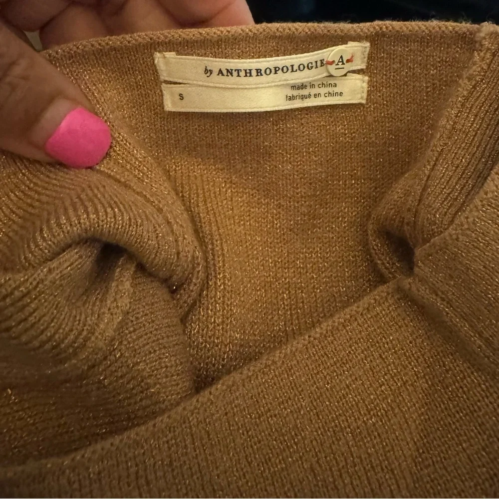 Anthropologie Claudette Ruffled Stylish Tan Bell Sleeve Top Dress